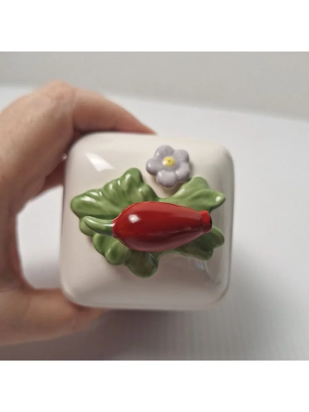 VILLEROY & BOCH PETITE FLEUR CHARM JAMPOT/JAR/CANISTER RED PEPPER FINIAL NWB